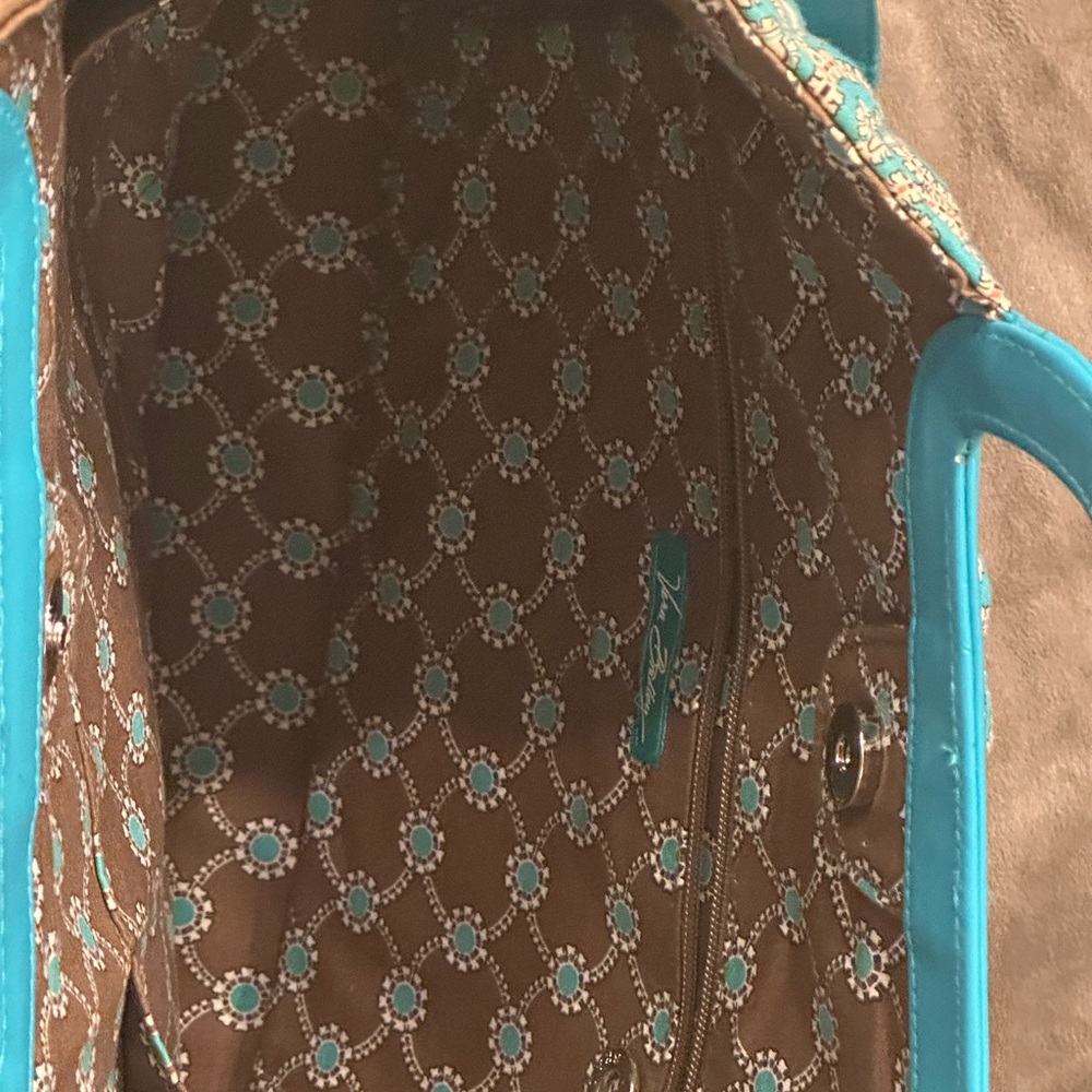 Vera Bradley Tote Satchel Bag Totally Turquoise Purse - Picture 4 of 4